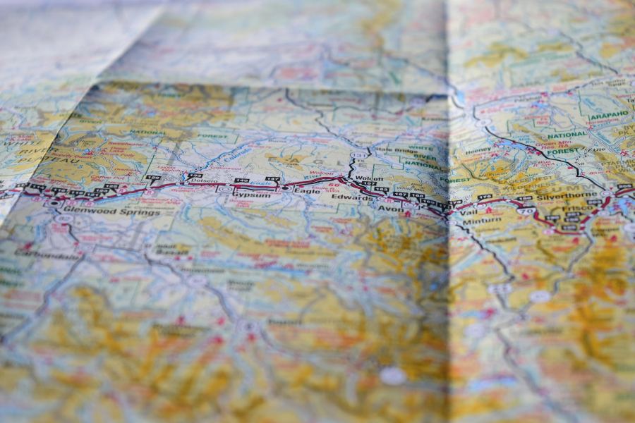 Mappa topografica con percorso evidenziato